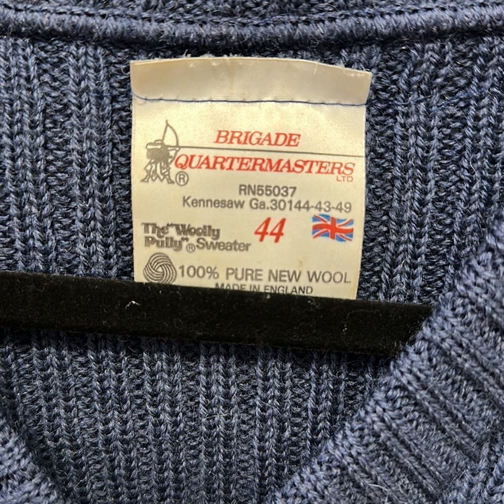 ⭐️1980's, wool, Brigade Quartermasters, "Wooly Pully" uniform sweater in blue - Picture 2 of 5